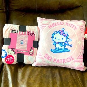 Rare hard to find Hello Kitty pillow and silky plush blanket